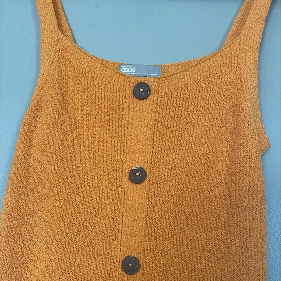 ASOS Terry Cloth Orange Button Maxi Dress with Double Slit - Picture 4 of 5